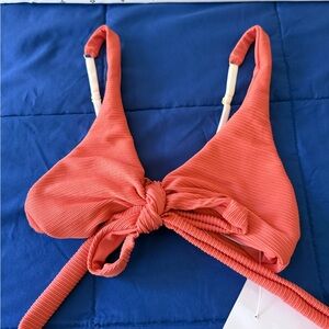 Beach Bunny Resort Rose Ribbed Shimmer Bikini Top